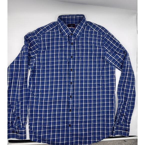 UNTUCKit Mens Plaid Blue Button Down Tall Slim - Picture 2 of 4